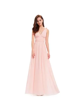 Simple and Cheap Pearl Pink Bridesmaid Ceremony Dress
