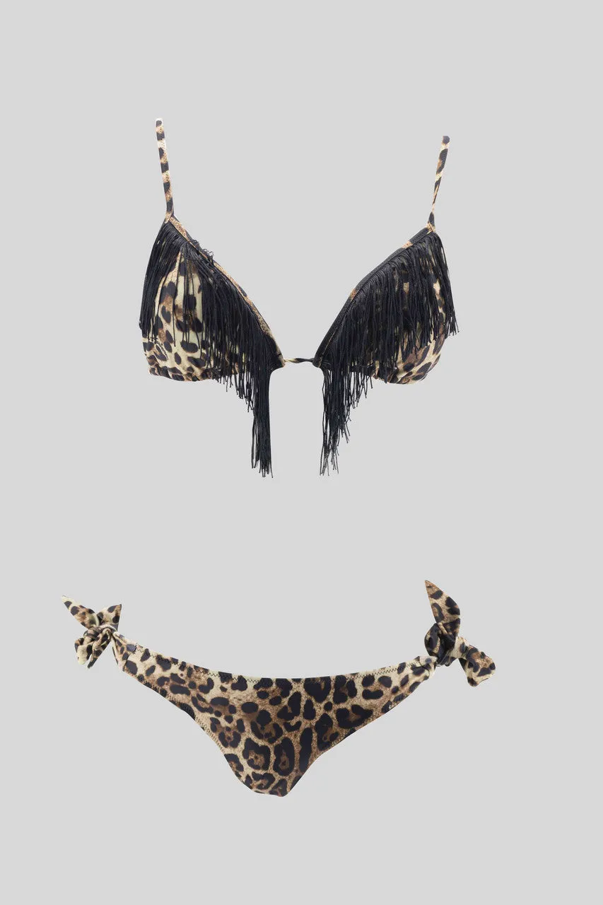 Brown Leopard Triangle Bikini