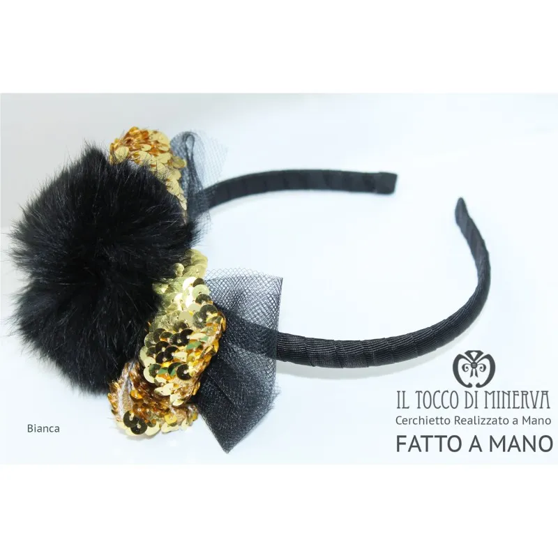 Cerchietto con lapin/paillettes Bianca – realizzata a mano – HandMade