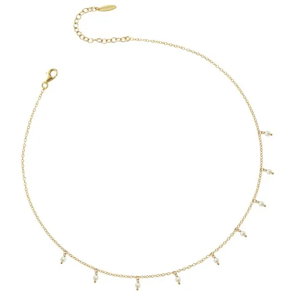 Collana placcata oro giallo con perle naturali    