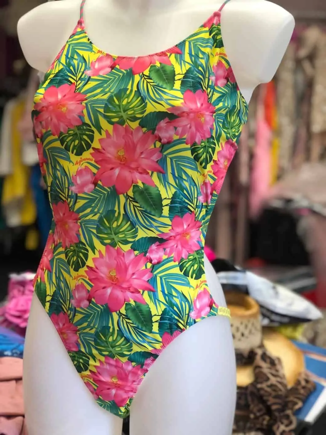 One-piece swimsuit with floral print