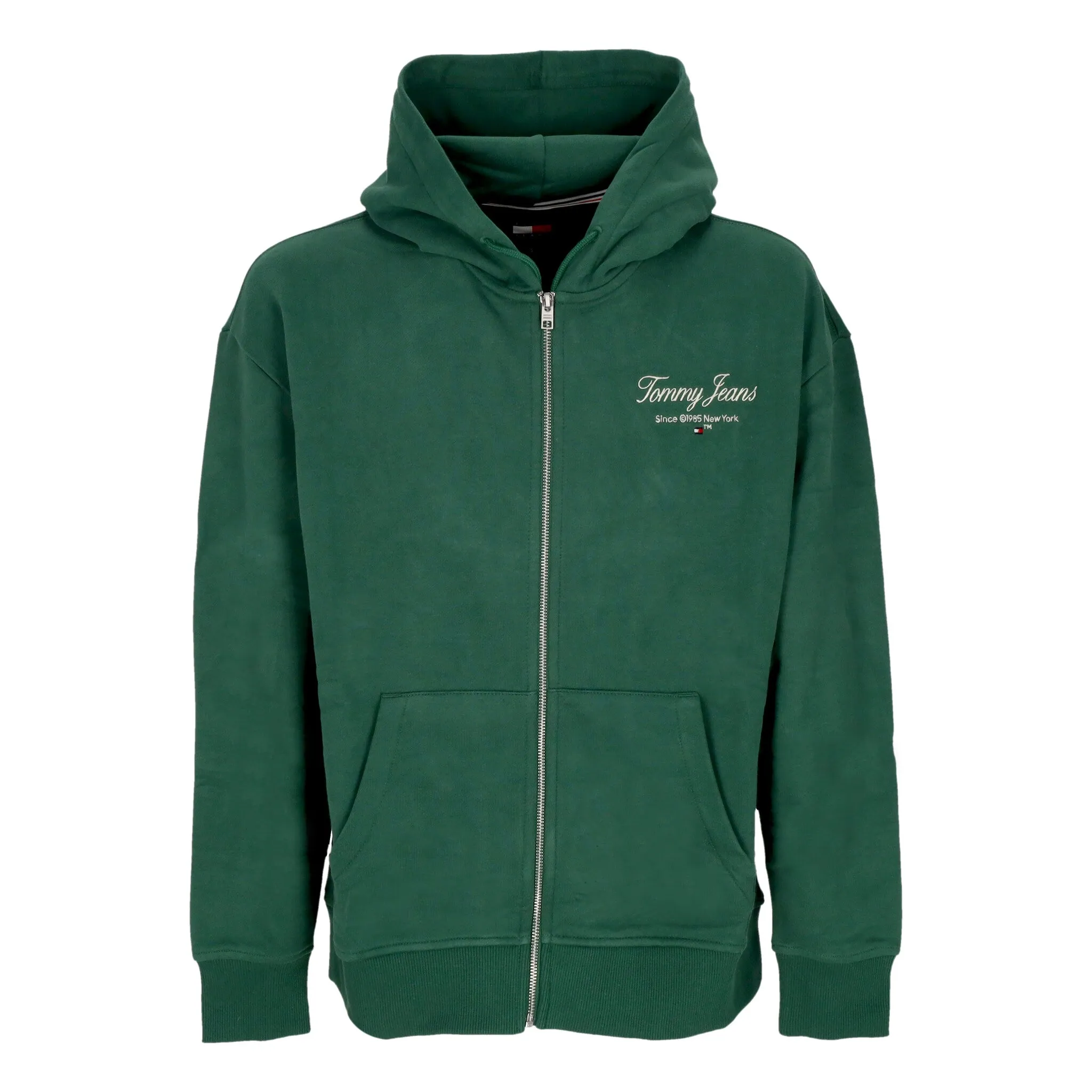 Felpa Uomo Zip Hoodie Leggera con Cappuccio Relaxed Luxe Court Green