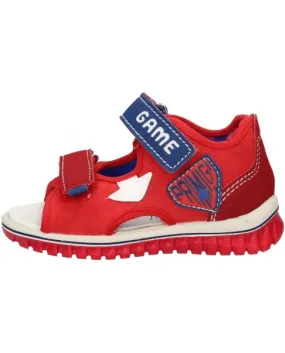 Red Leather First Step Sandals for Boys