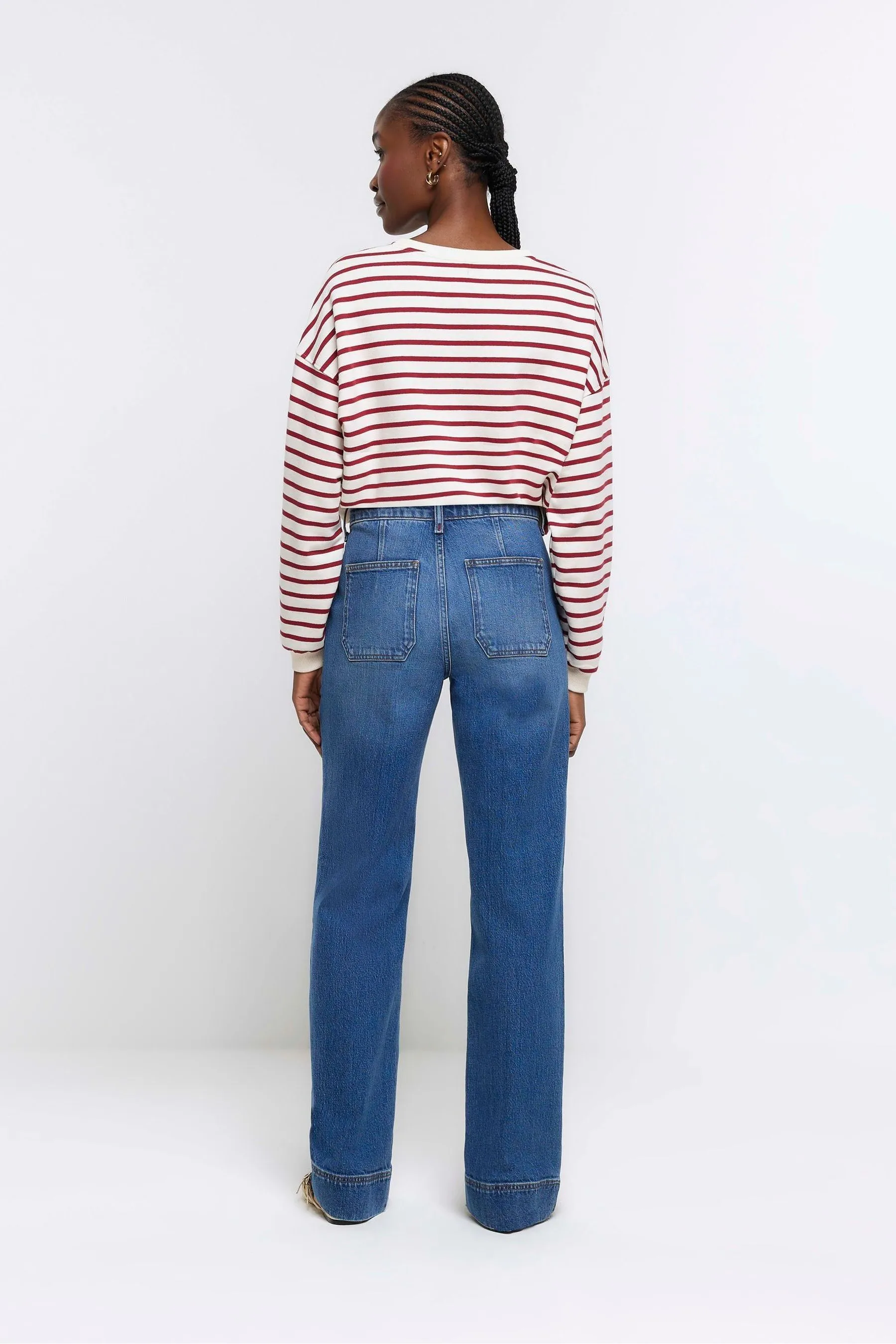 River Island Jeans Alta Vita Ampio Fondo Tasca Anteriore