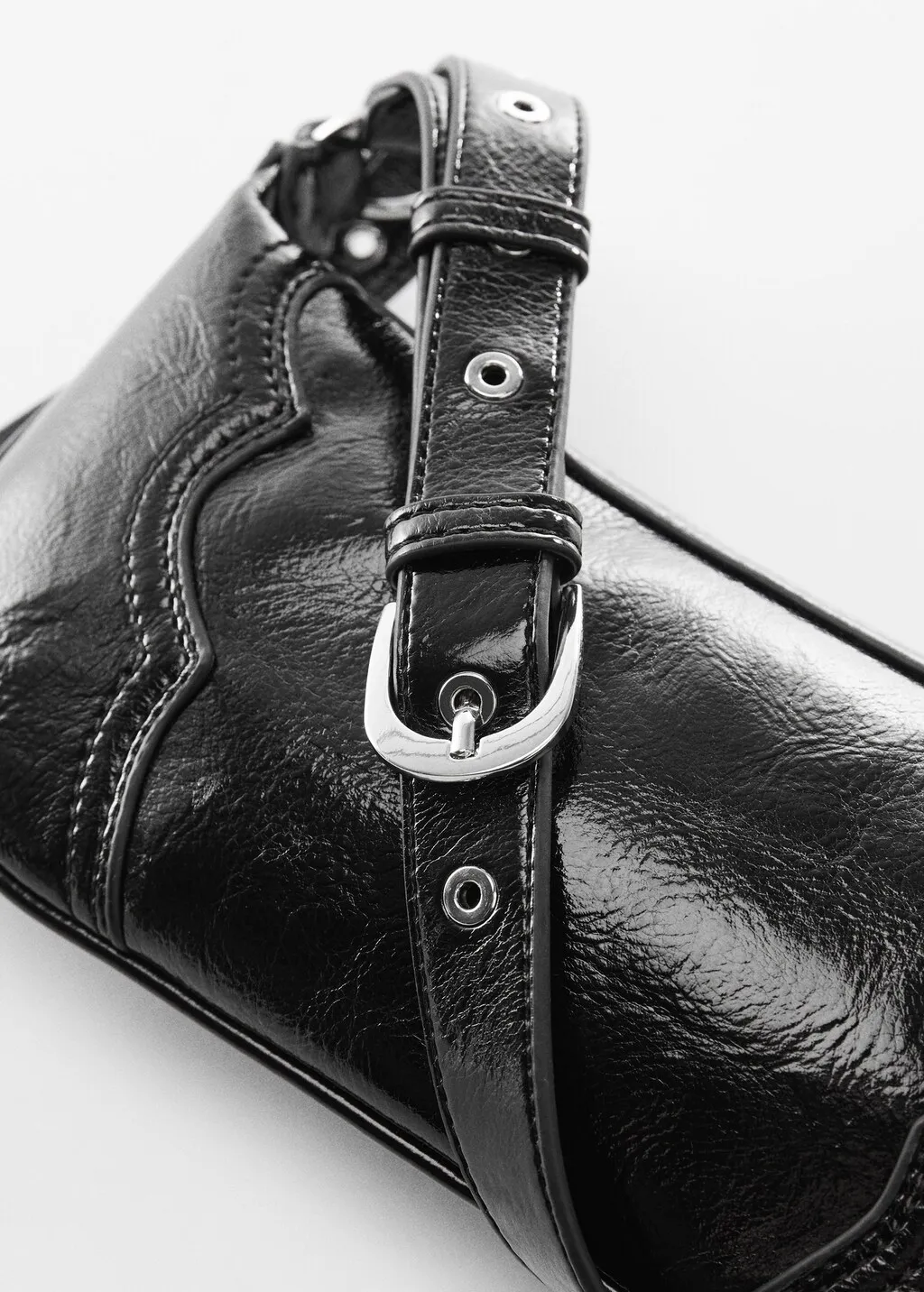Shoulder Bag with Decorative Stitching