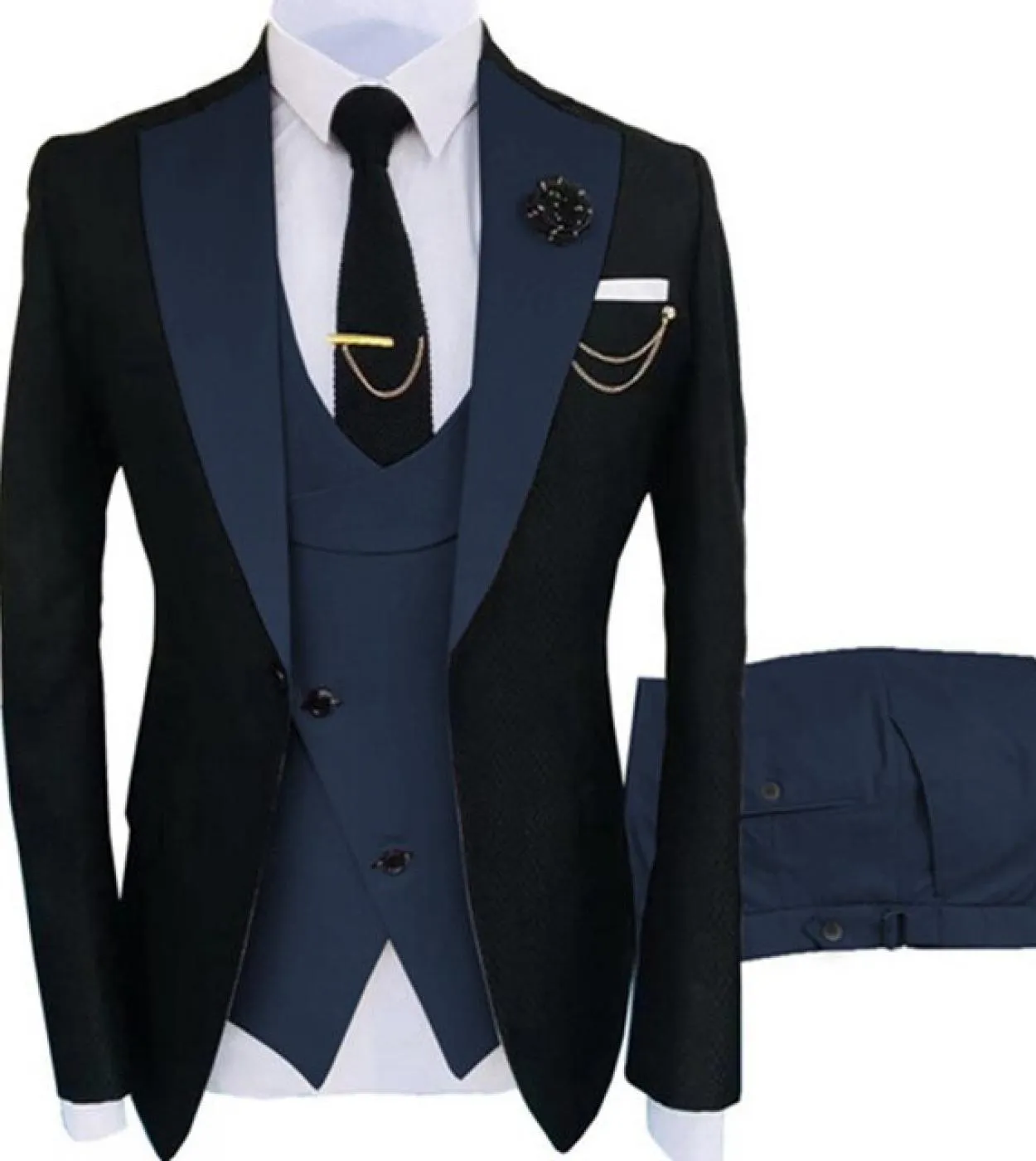 Adatto Uomo Abiti Sposo Tuxedo 3 Pezzi Gilet Festa Costume