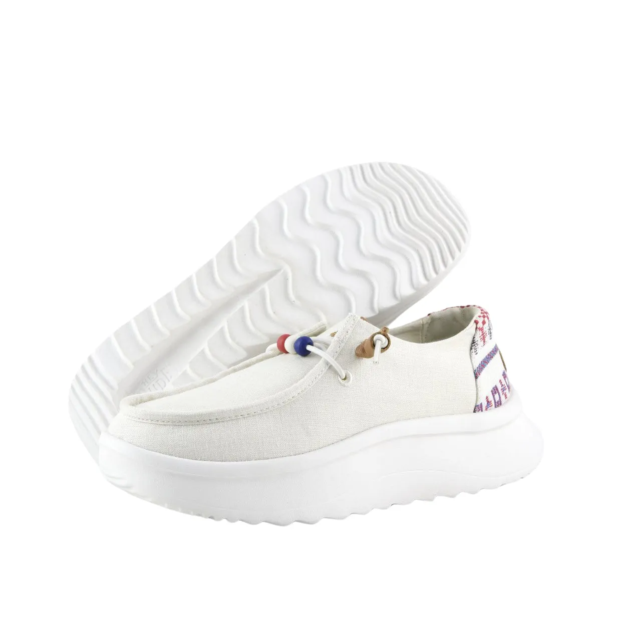 Women's Hey Dude Wendy Peak Baja Stripe White Sneakers