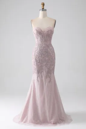 Sparkling Strapless Mermaid Prom Dress with Appliqués