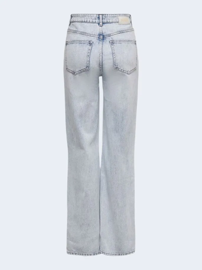 Wide-Leg Only onlcamille Life High-Waisted Jeans in Light Blue Denim