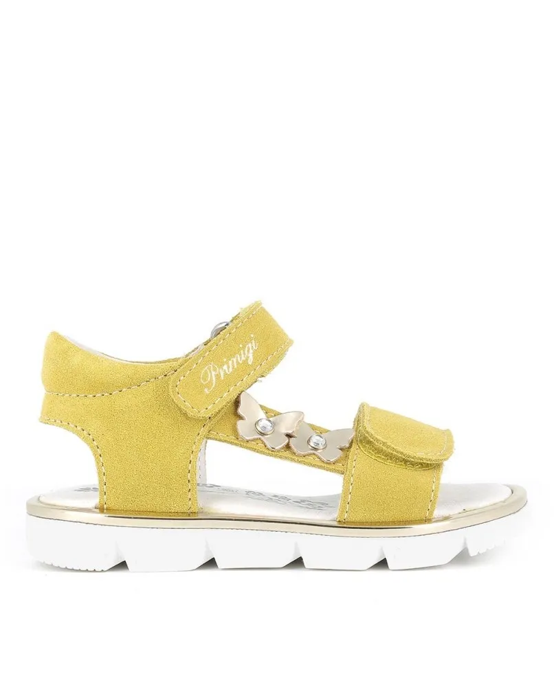Yellow Leather First Step Sandals for Girls